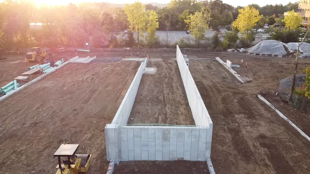 lower angle view of retaining wall